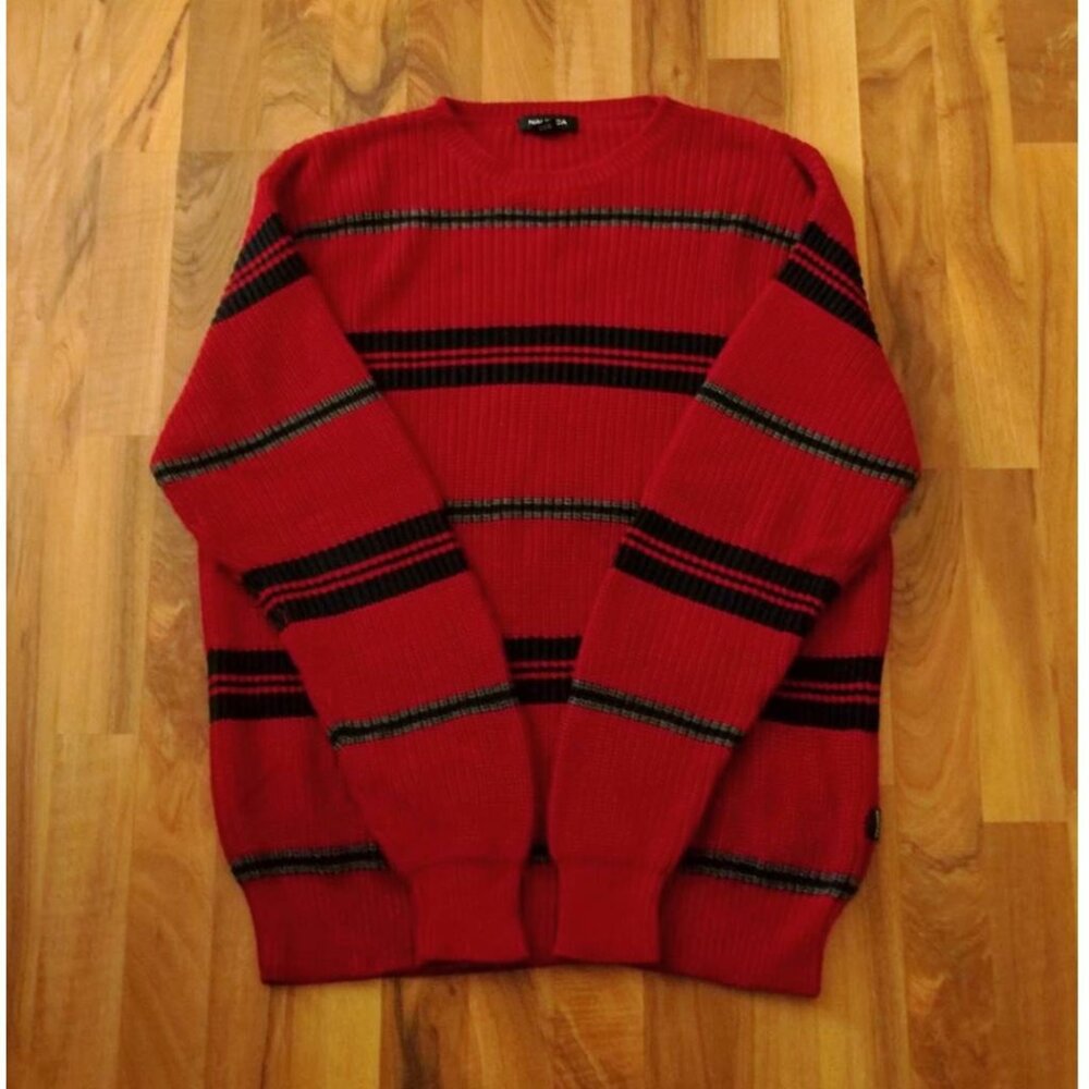 Nautica® Crew Neck Tight Knit Striped Cotton Sweater Size XLarge